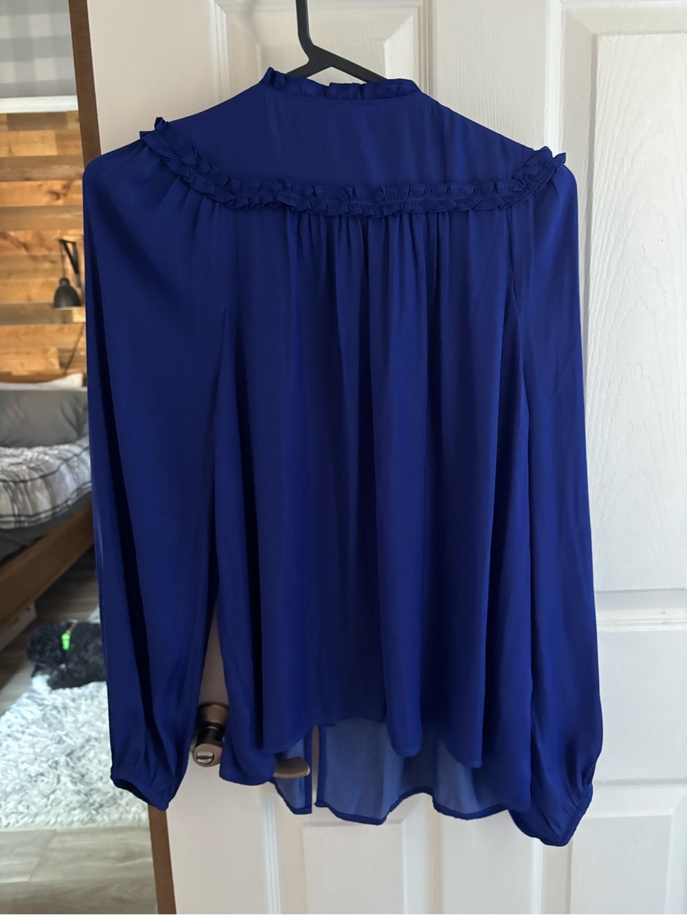 Loft Royal Blue Ruffled Button-Front Blouse - Picture 5 of 5